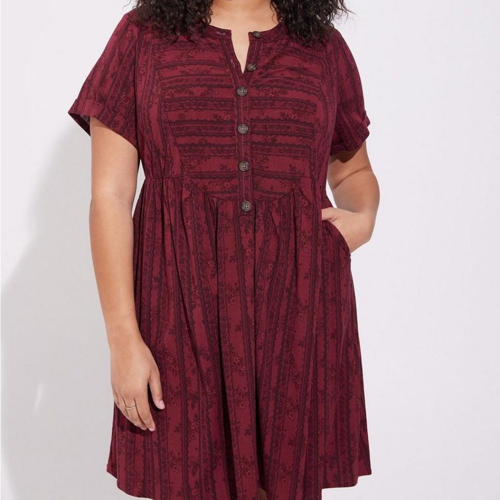 Torrid Mini Rayon Slub Button Front Fit N Flare Dress